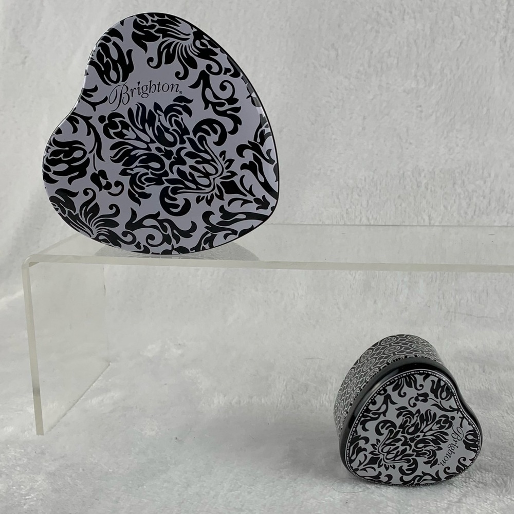 Empty‎ Brighton Set Of Heart Tins Ring & Watch Jewelry Gift Box Black White